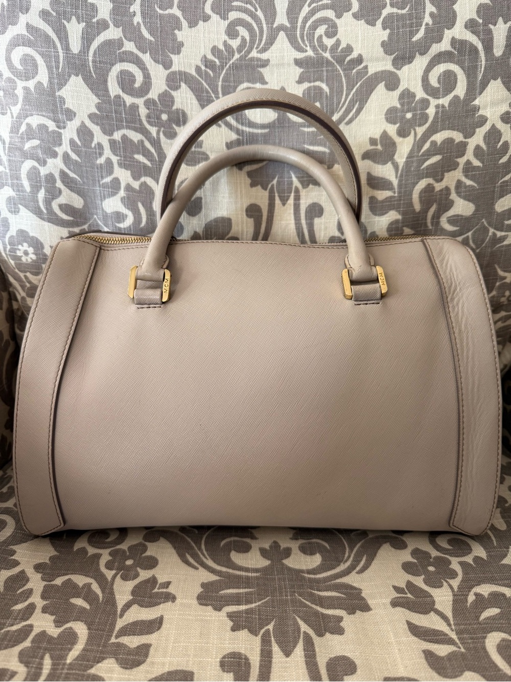 MCM Beige/Taupe Leather Dome Satchel with Gold Hardware - Picture 2 of 16
